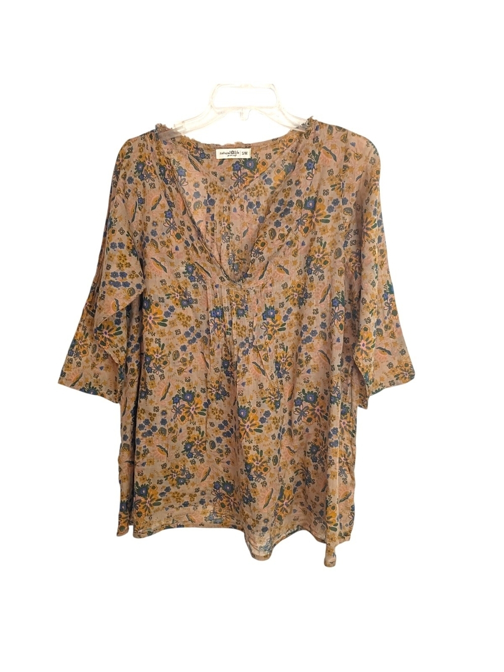Natural Life -Boho Floral V-Neck Women’s Top - S/M